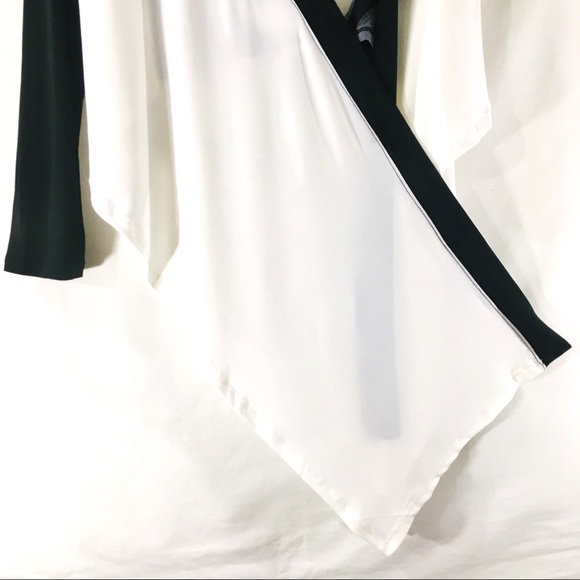 DOUBLE ZERO Color Block Cardigan Ivory Black Gray - Picture 4 of 4